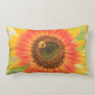 Bumblebee on sunflower, Community Garden Lumbar Pillow