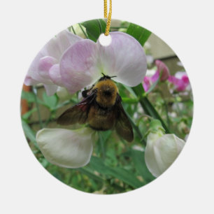 Bumblebee on Sweet Pea Ceramic Ornament