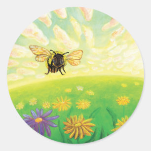 Bumblebee on the Horizon  Classic Round Sticker