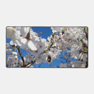 Bumblebee on wild cherry bloom desk mat