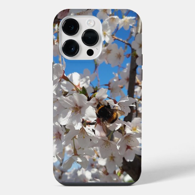 Bumblebee on wild cherry bloom iPhone case (Back)