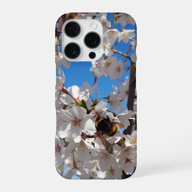 Bumblebee on wild cherry bloom iPhone case (Back)