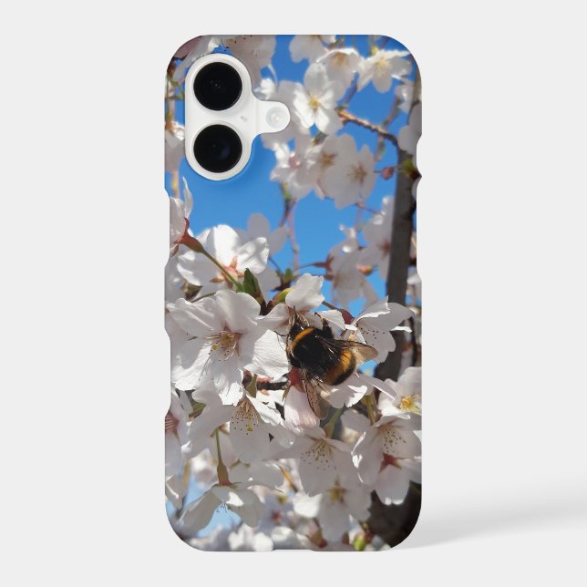 Bumblebee on wild cherry bloom iPhone case (Back)