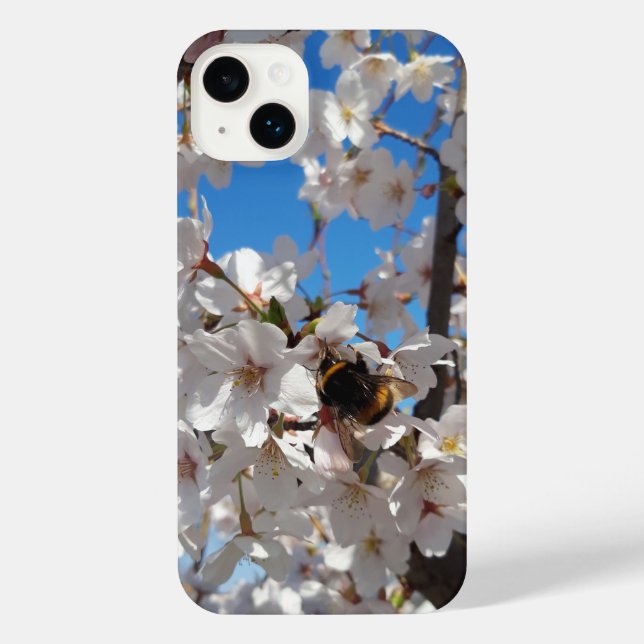 Bumblebee on wild cherry bloom iPhone case (Back)