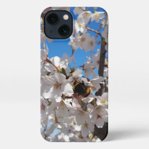 Bumblebee on wild cherry bloom iPhone 13 case