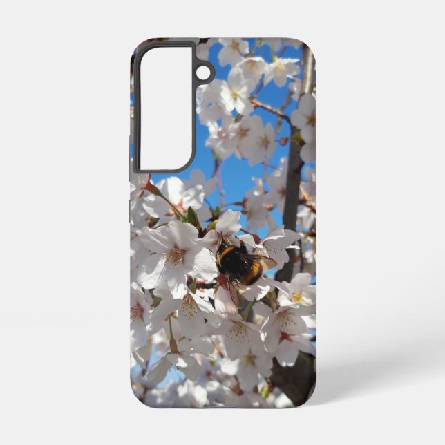 Bumblebee on wild cherry bloom samsung galaxy s22 case (Back)