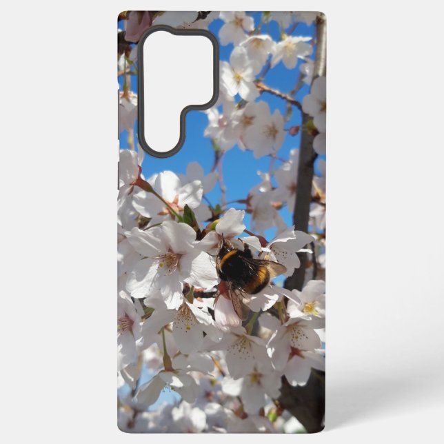 Bumblebee on wild cherry bloom samsung galaxy s22 ultra case (Back)