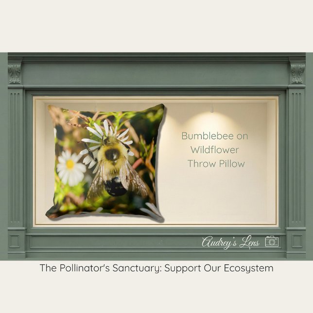Bumblebee on Wildflower Throw Pillow (Creator Uploaded)