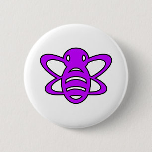 Bumblebee or Bumble Bee Honey Queen Wasp Purple 2 Inch Round Button