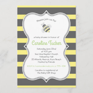 Bumblebee Stripes Baby shower Invitation