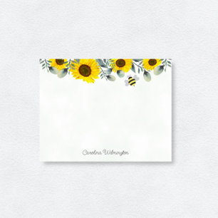 Bumblebee Sunflowers Eucalyptus Stationery Card