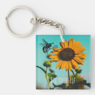 Bumblebee Tennis Player with Sunflower Keychain
