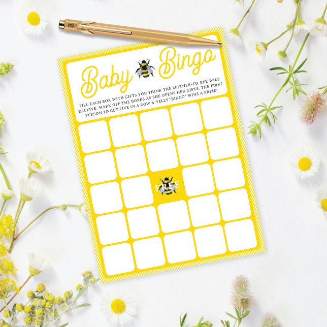 Bumblebee vintage Baby BINGO Baby shower Carte de  (Créateur téléchargé)