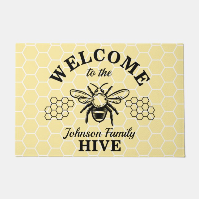 Bumblebee Welcome to Our Hive Signature  Doormat (Front)