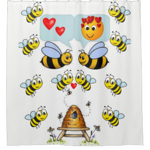 Bumblebee white yellow childrens showercurtain
