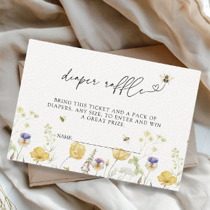 Bumblebee Wildflower Baby Shower Diaper Raffle Enclosure Card