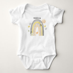 Bumblebee with Boho Rainbow and Hearts Signature   Baby Bodysuit