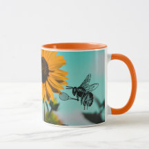 Bumblebee With Tennis Racket and Sunflower