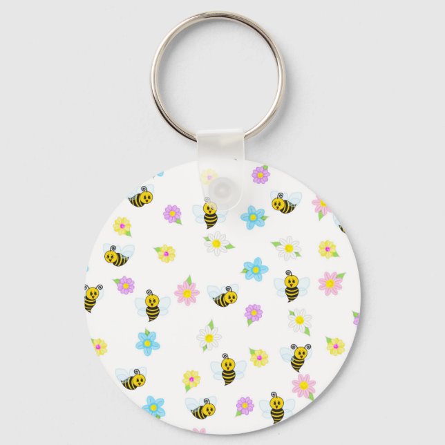 Bumblebee Yellow Black Bumble Bee Colourful Keychain (Front)