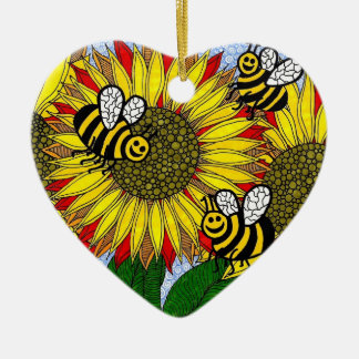 Bumblebees and Sunflowers Ornament