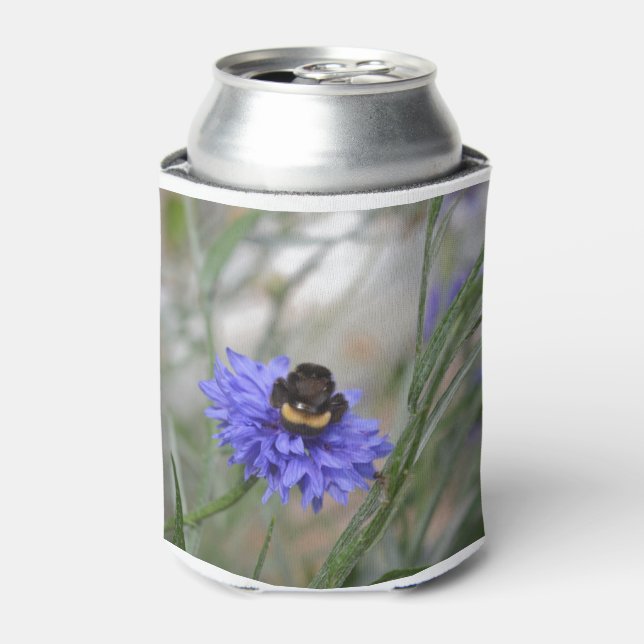 bumblebees on a granular flower can cooler (Can Front)