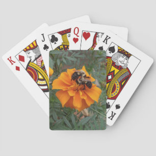 Bumblebees on Marigold Flower Playing Cards