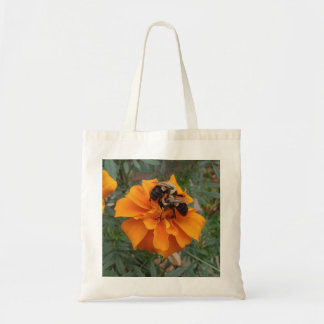 Bumblebees on Marigold Flower Tote Bag