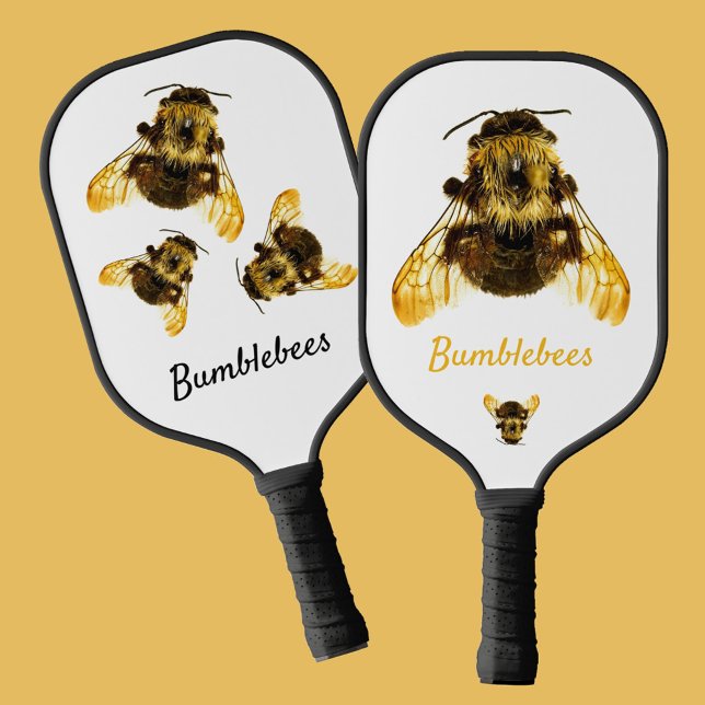 Bumblebees Photographic Yellow Black and White Pickleball Paddle (Creator Uploaded)