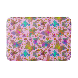 Bumbling Butterflies at Sunset Too Bath Mat
