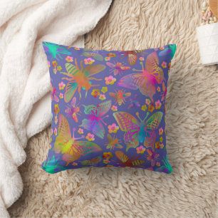 Bumbling Butterflies in Stormy Skies Throw Pillow