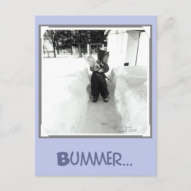 Bummer Boy with Snow Shovel Postcard (Front)