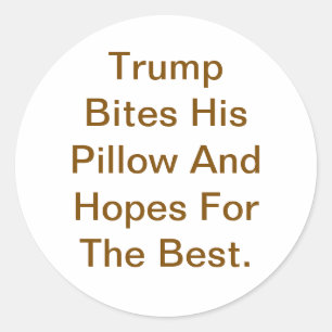 Bummy Trump Bites His Pillow Hankamer Artjunkhaus Classic Round Sticker