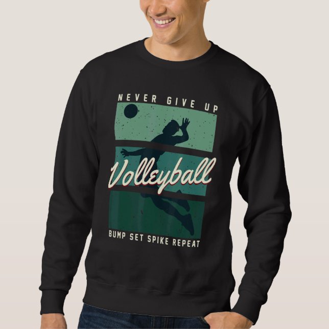 Bump Set Spike Repeat Player Coach Graphic Beach V Sweatshirt (Front)