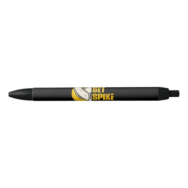 Bump Set Spike Repeat Volleyball Funny Black Ink Pen (Front)