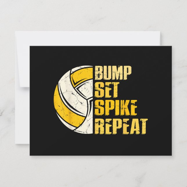 Bump Set Spike Repeat Volleyball Funny Holiday Card (Front)