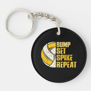 Bump Set Spike Repeat Volleyball Funny Keychain