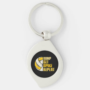 Bump Set Spike Repeat Volleyball Funny Keychain