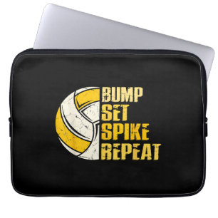 Bump Set Spike Repeat Volleyball Funny Laptop Sleeve