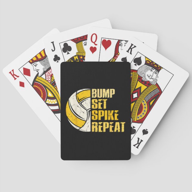Bump Set Spike Repeat Volleyball Funny Playing Cards (Back)