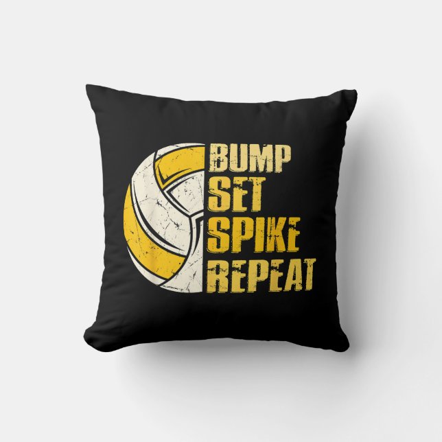 Bump Set Spike Repeat Volleyball Funny Throw Pillow (Front)