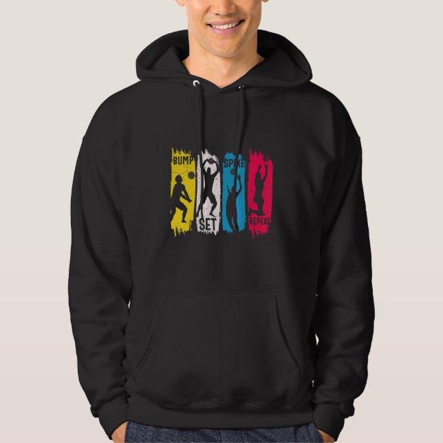 Bump Set Spike Repeat Volleyball Hoodie (Front)