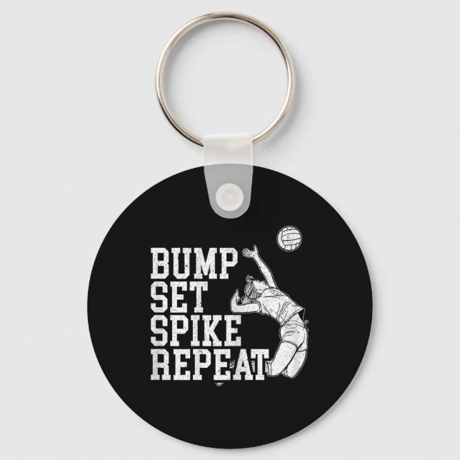 Bump Set Spike Repeat Volleyll Player Coach Gameda Keychain (Front)