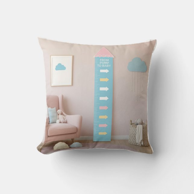 Bump to Baby Cloud Growth Chart Throw Pillow (Front)