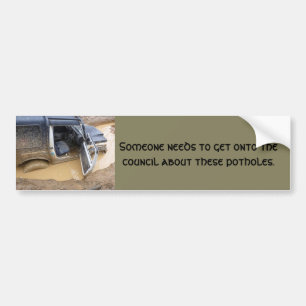 Bumper sticker 4x4 off roader jeep stuck in mud