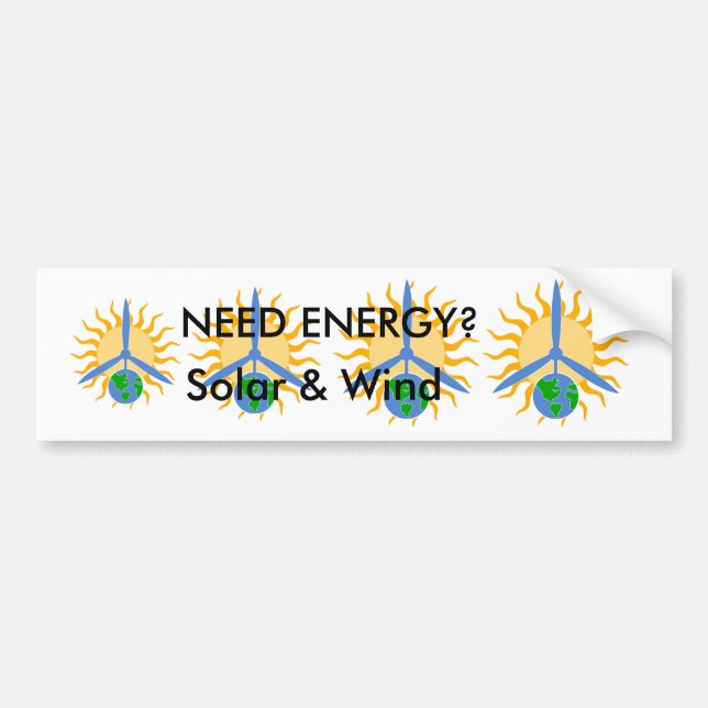BUMPER sticker about Solar & Wind ENERGY (Front)