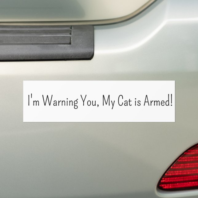 Bumper Sticker Avertissement Chat Armé! (En voiture)
