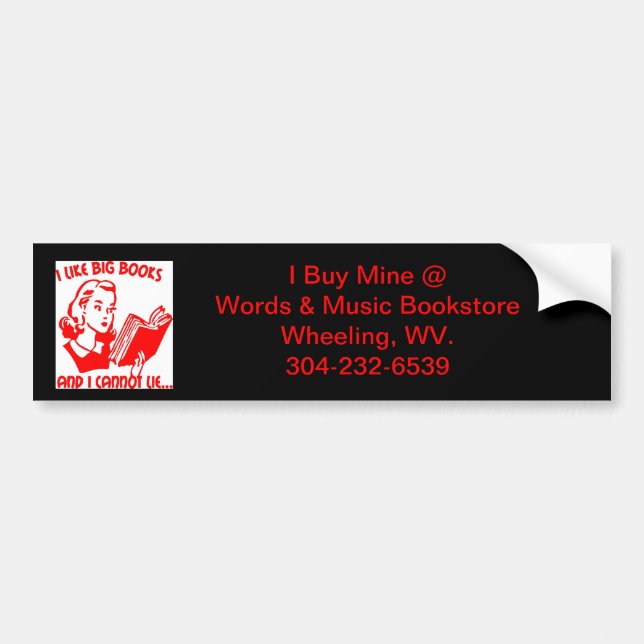 bumper sticker books bookstore wheeling wv. (Front)