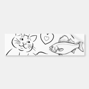 Bumper Sticker Cat Kittens Fish