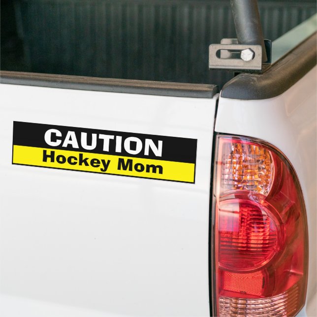 Bumper Sticker - Caution Hockey Mom (On Truck)