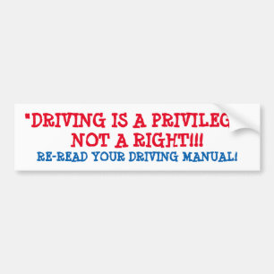 BUMPER STICKER "DRIVING IS A PRIVILEGE" STUPID!!